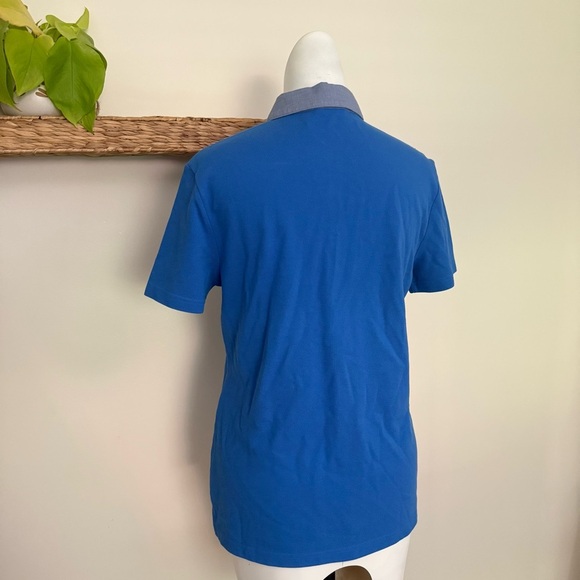 Brooks Womens Polo Shirt Blue Short Sleeve Chambray Collar Polka Dot Trim M - Picture 4 of 9